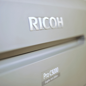 close up of Ricoh digital printer